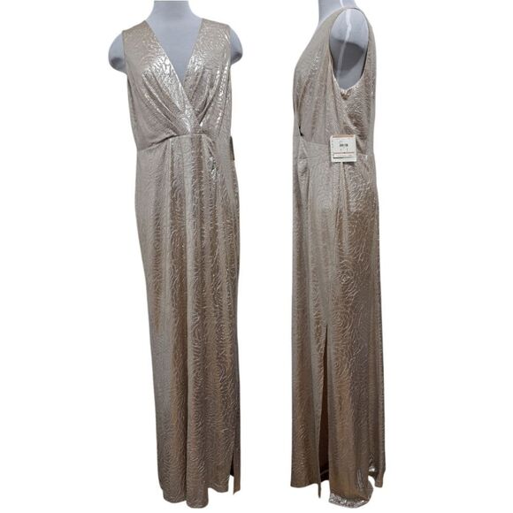 Anne Klien Floral Print Maxi Dress Pale Gold S 12 NWT - Picture 4 of 15